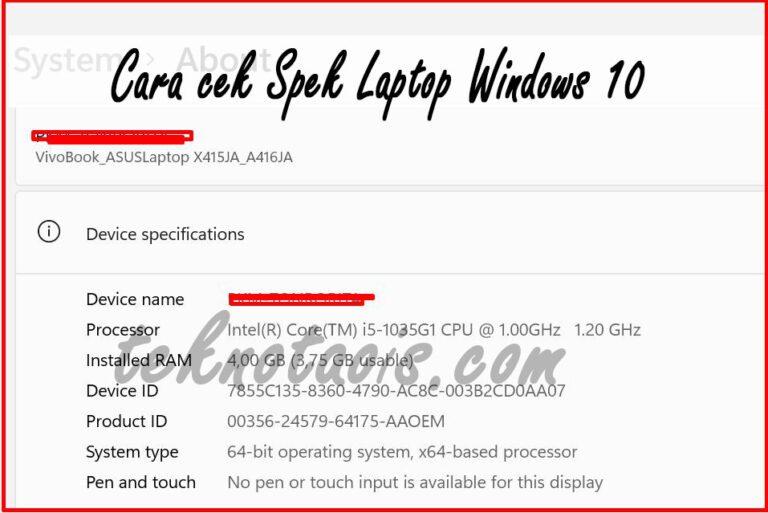 Cara cek Spek Laptop Windows 10