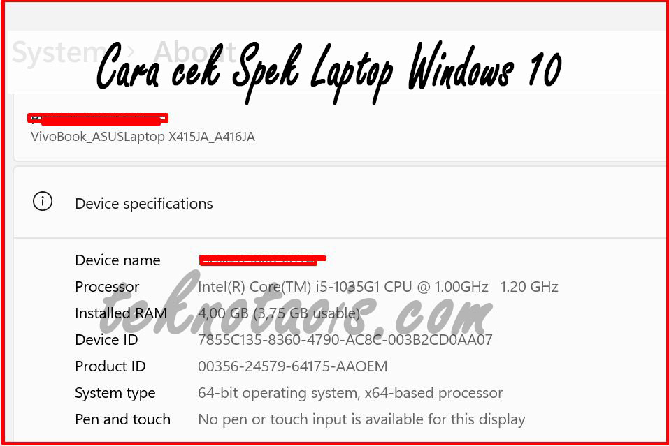 Cara cek Spek Laptop Windows 10