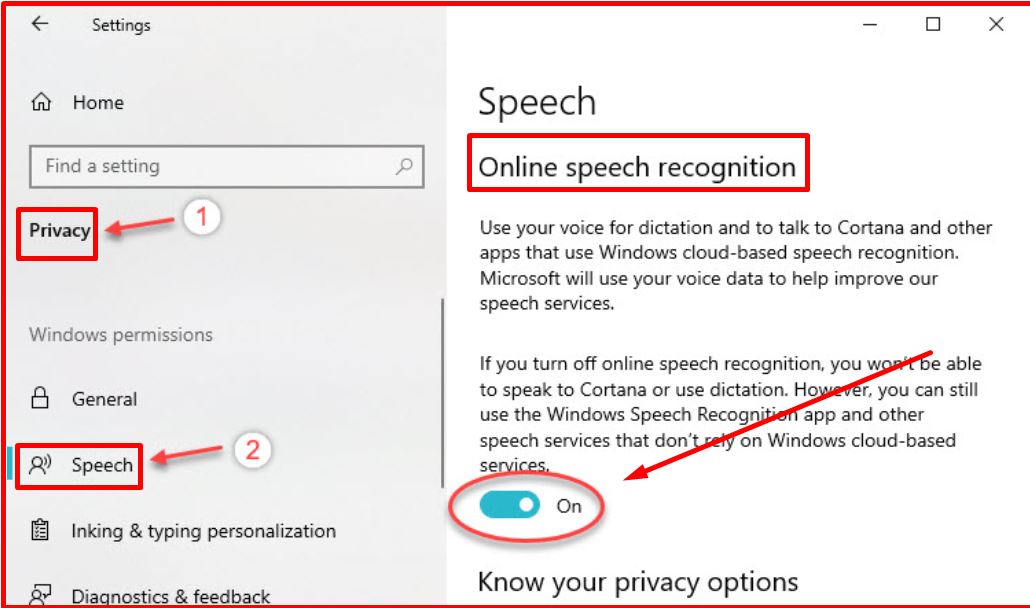 Cara menonaktifkan Speech Recognition di Windows 10